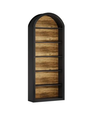 8 Tier Tall Bookshelf with Wooden Arched Display Shelves