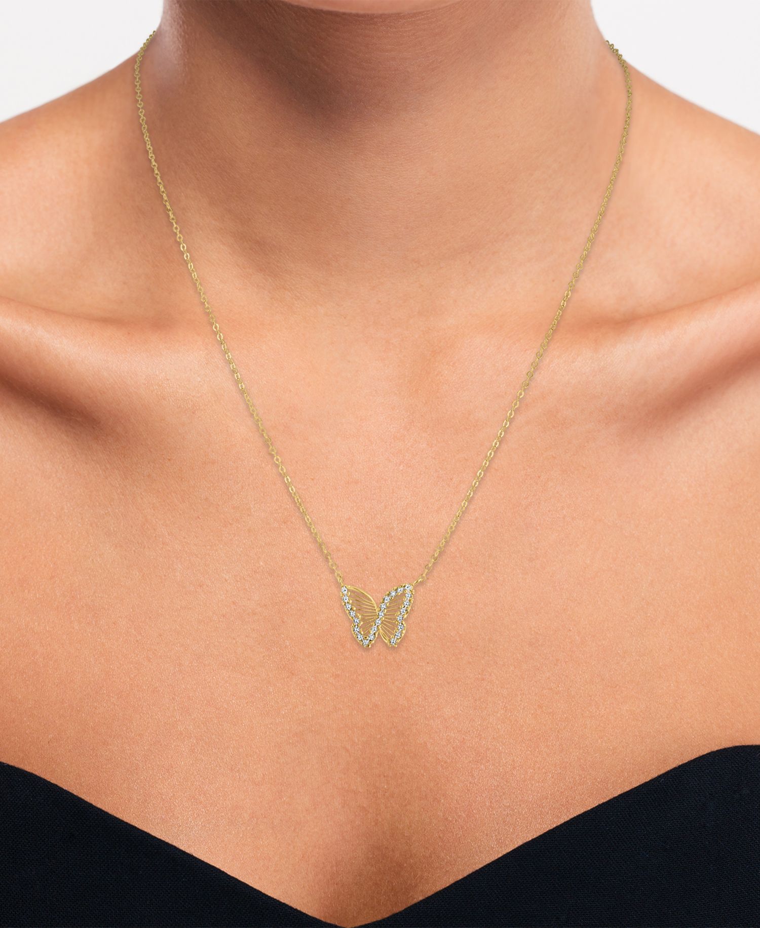 Butterfly Necklace in 10k Two-Tone Gold