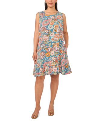 Plus Size Crewneck Sleeveless Shift Dress