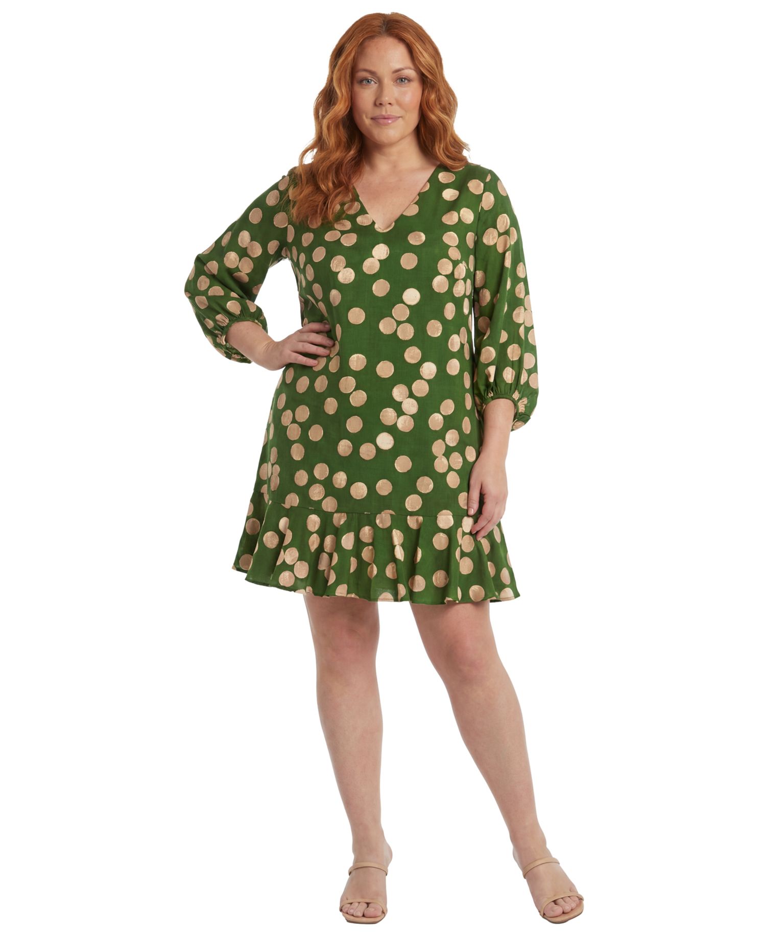 Plus Size Balloon-Sleeve Shift Dress