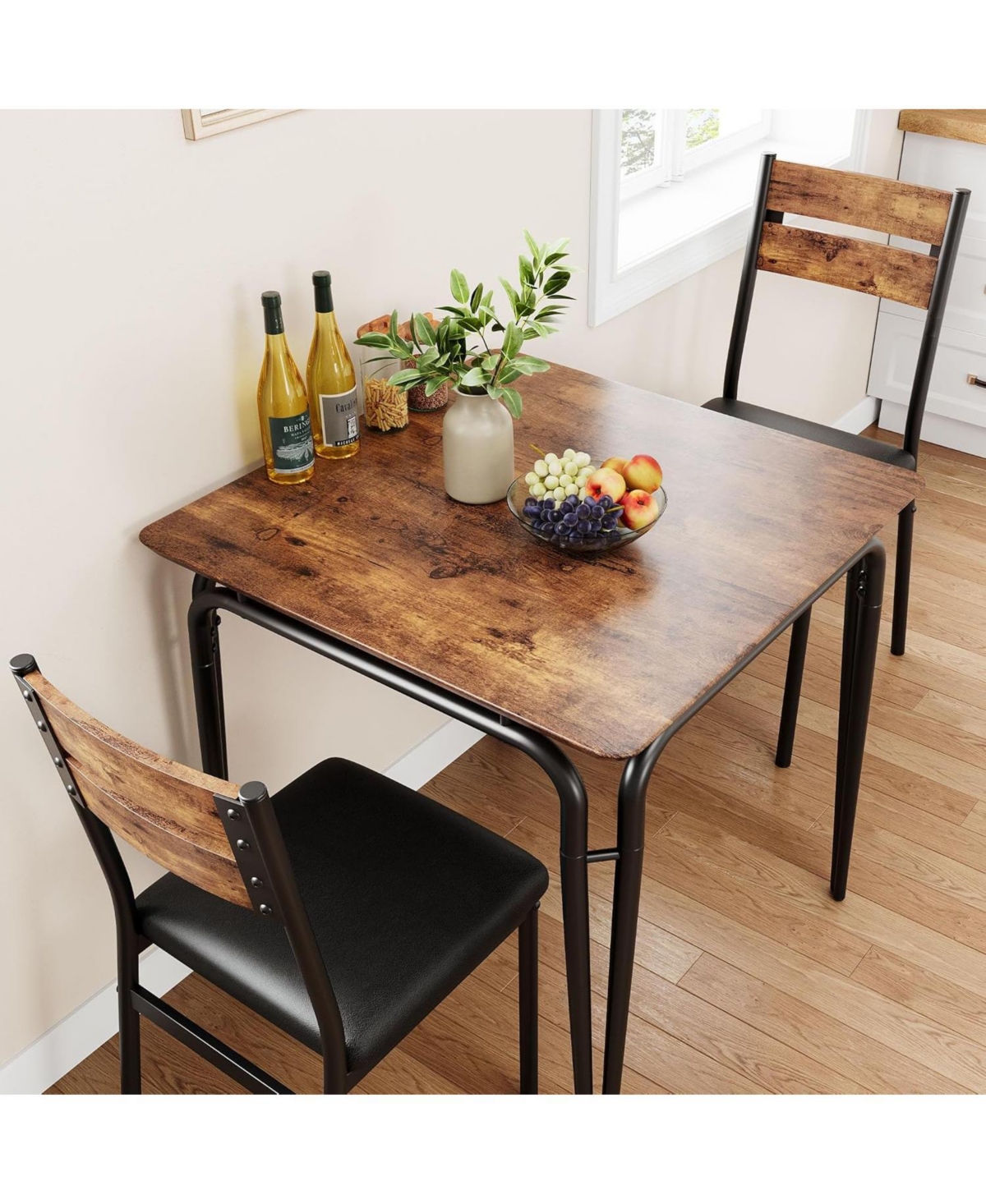 gaomon 3-Piece Square Dining Set for 2, Table & 2 Chairs for Small Spaces