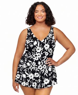 Island Escape Plus Size Magnolia Underwire Swim Dress, Macy's Exclusive -  Macy's