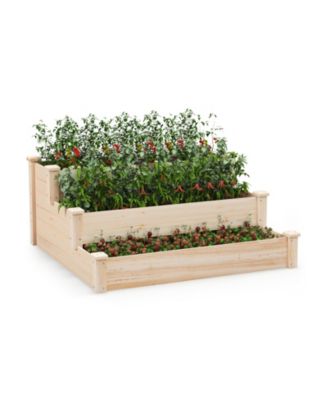 3-Tier Wooden Raised Garden Bed for Backyard Patio Gardening