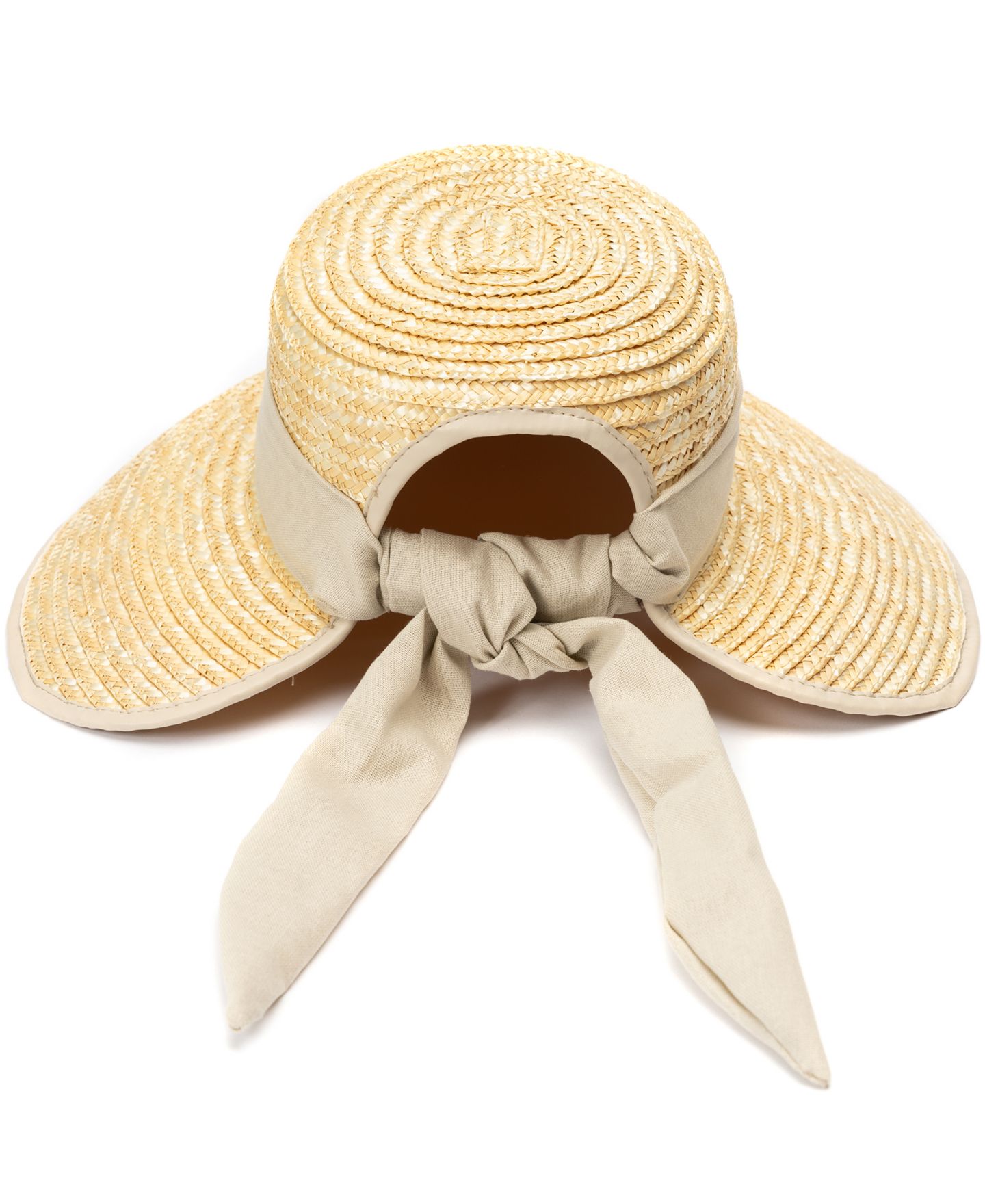 Женский головной убор BCBG Wheat Straw Face Framer Linen Tie Sun Hat, цвет: Натуральный — фото 2