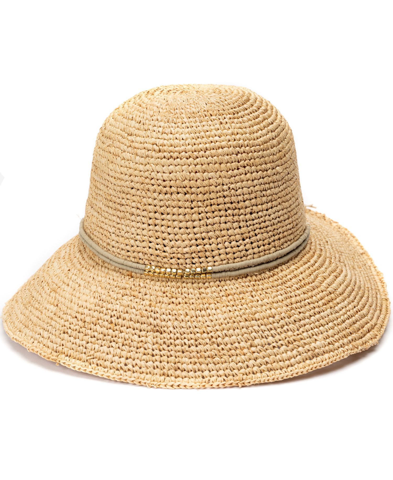 Raffia Face Saver Bead Trim Sun Hat