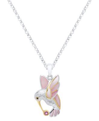 Mother of Pearl Hummingbird Pendant Necklace in Sterling Silver