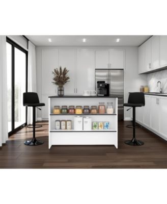 Central kitchen island with modern design, ample storage space