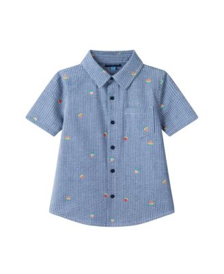 Little Boys Watermelon Seersucker Buttondown Shirt