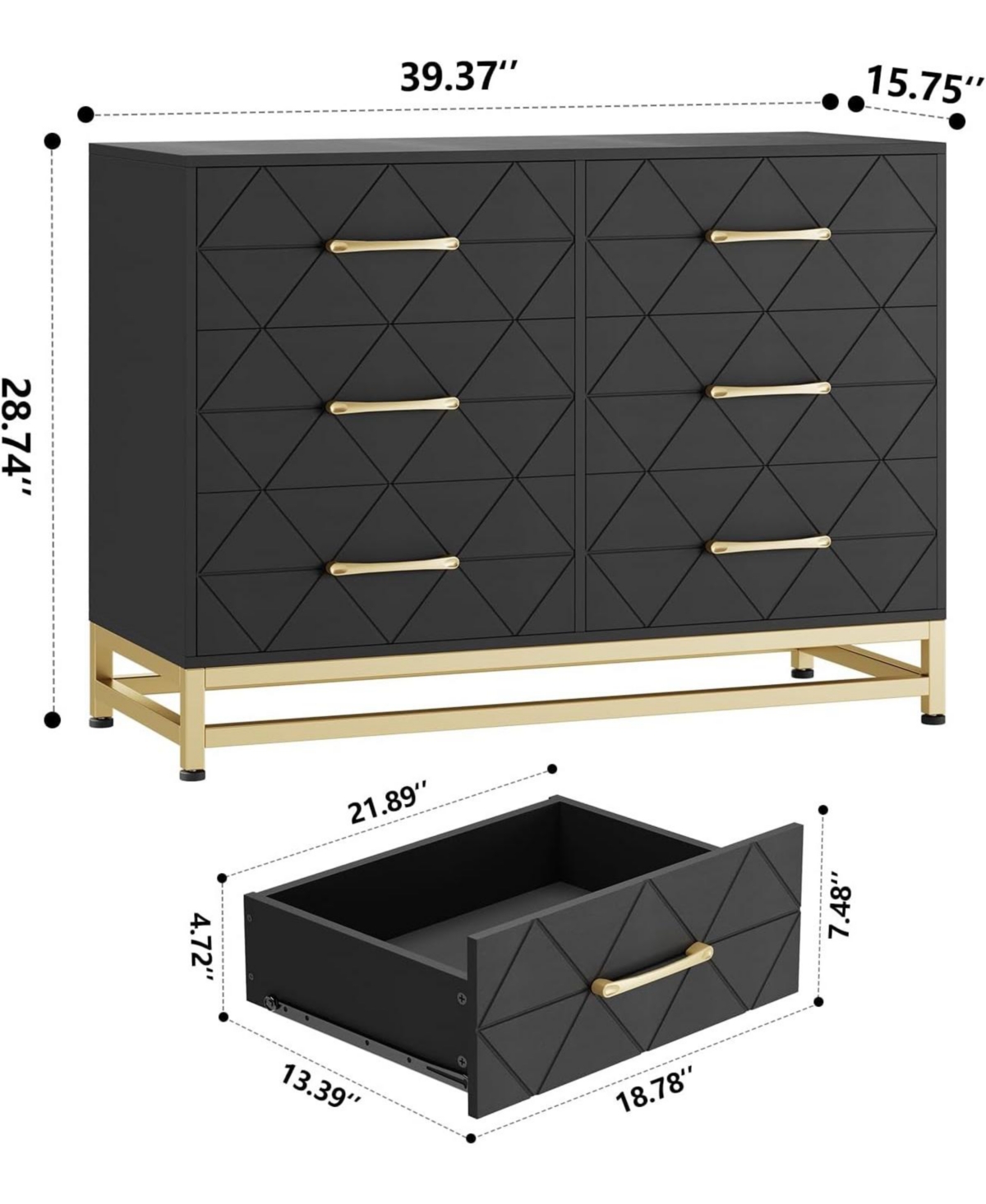 gaomon 6-Drawer Tall Dresser, Soft-Close Glides, 28.7" H, Anti-Tip