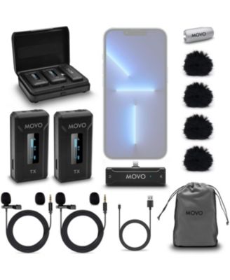 WMX-2-L-DUO Dual Wireless Lavalier Microphone with Charging Case for iPhone 14 and below