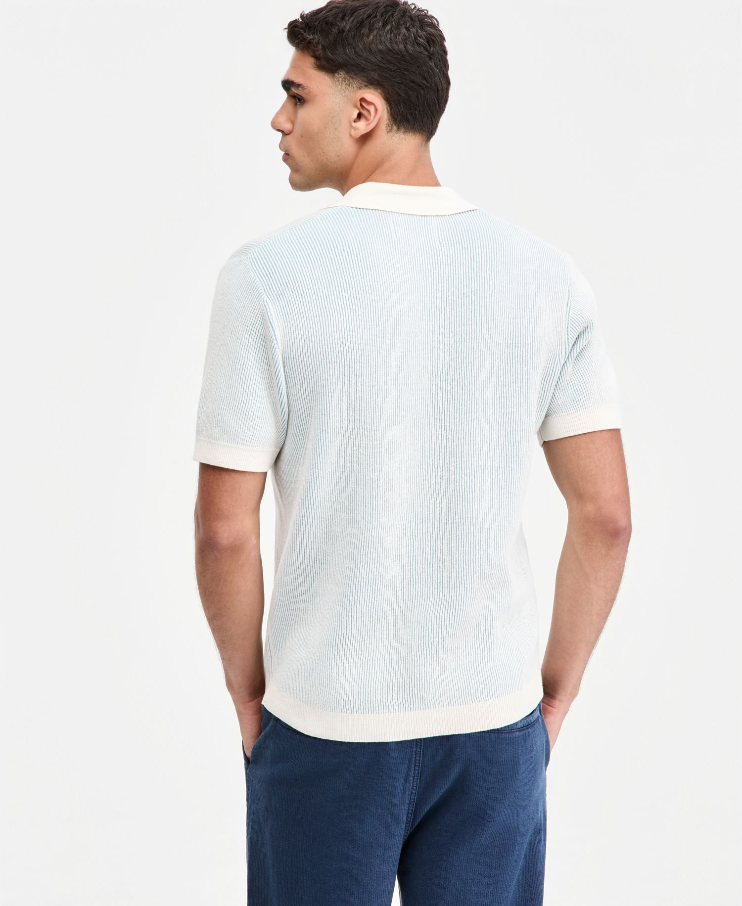 Men's Plaited Short-Sleeve Camp Shirt