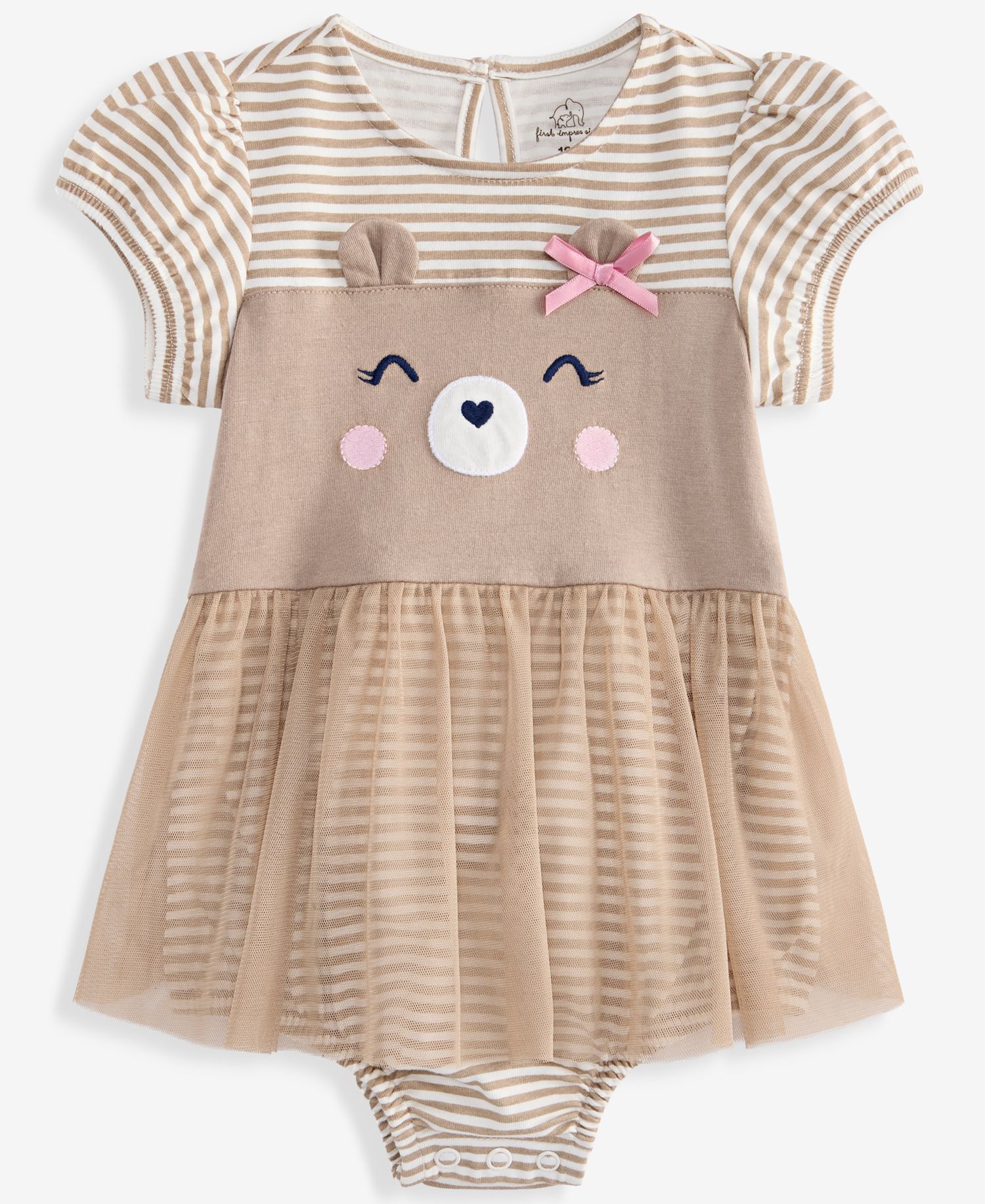 Baby Girls' 0M-24M Striped Bear Skirted Sunsuit