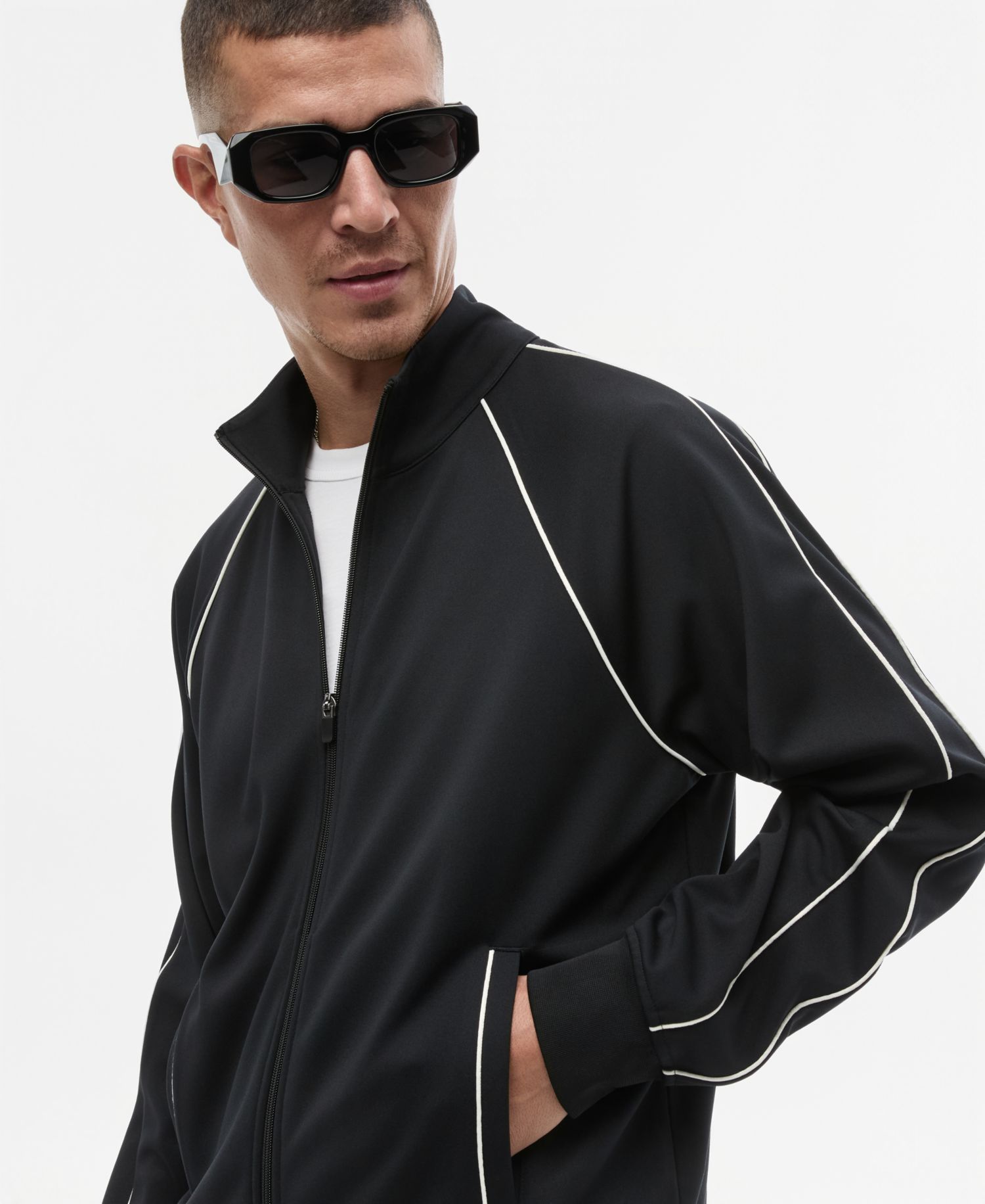 Men's Louis Relaxed Piping-Trim Track Jacket