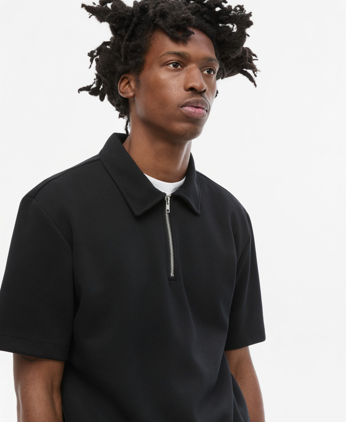 Мужское худи Mode of One Quarter-Zip Sweatshirt Polo, цвет: Глубокий чёрный — фото 2