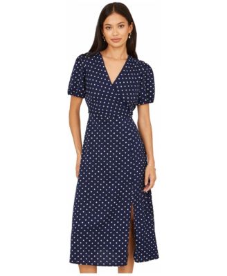 Women's Spot Wrap Midi Tea Dress