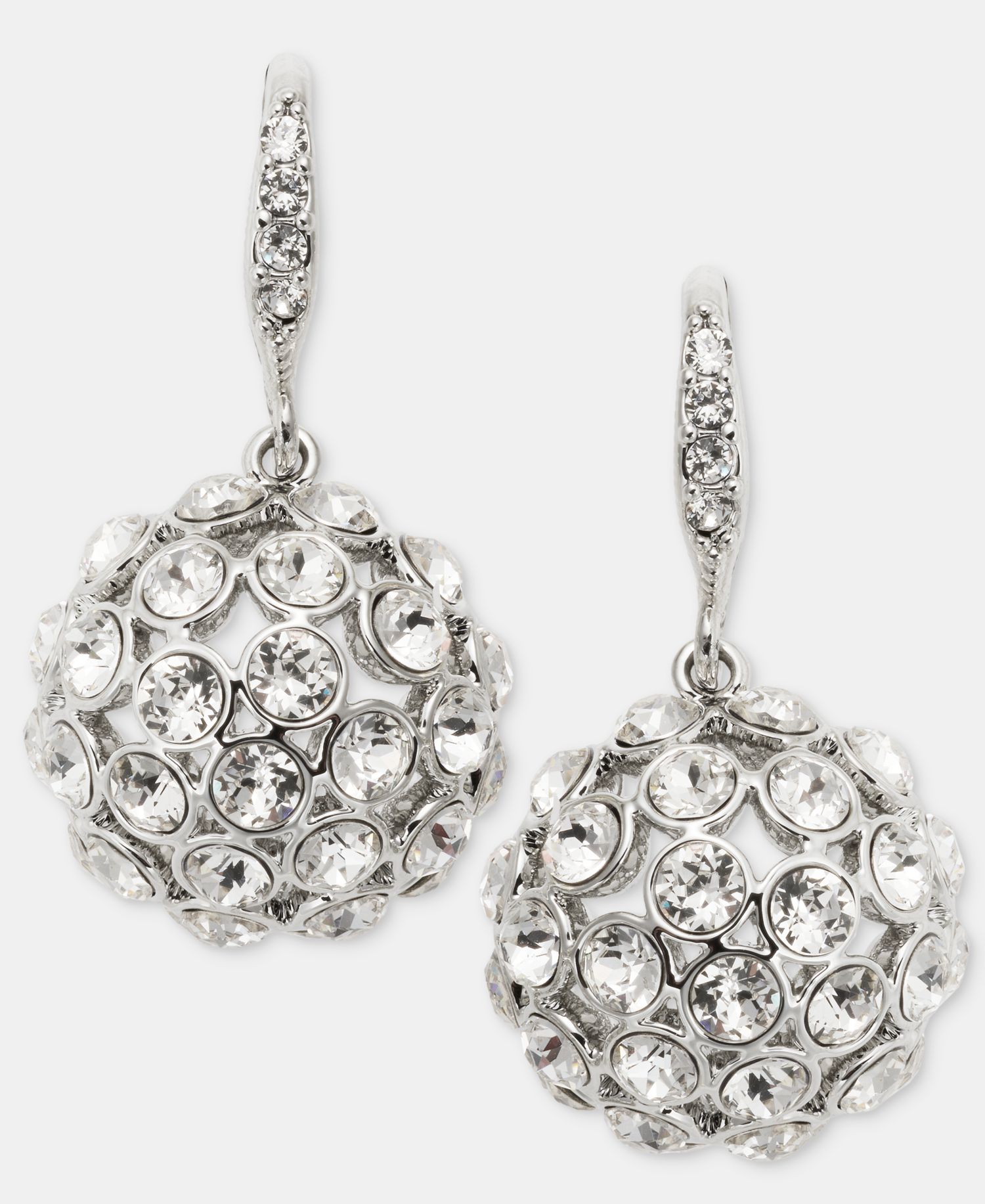 Pav&eacute; Cluster Drop Earrings