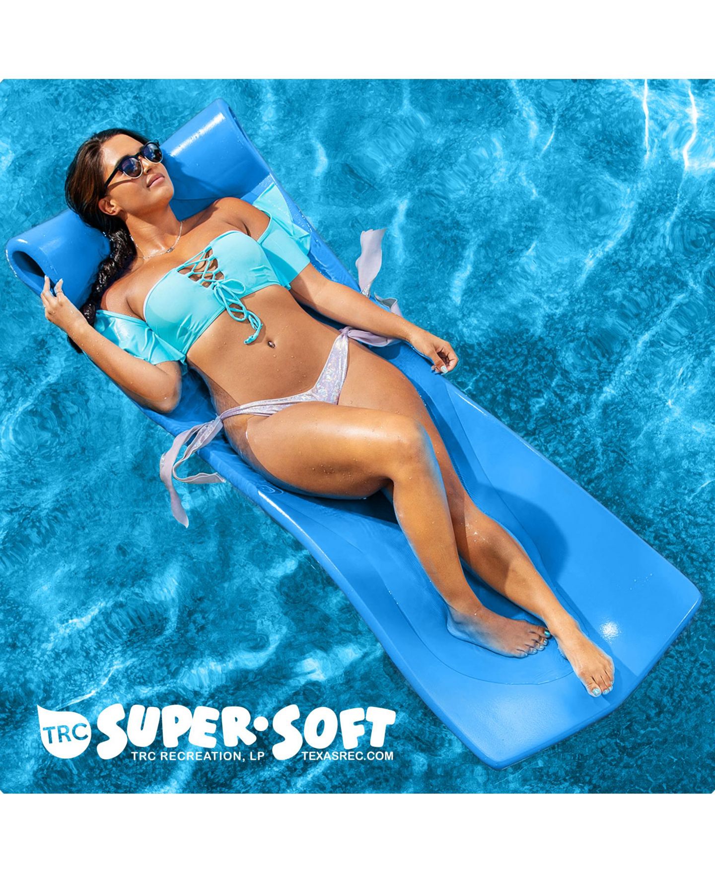 Детская игрушка TRC Recreation Splash 1.25" Thick Foam Swimming Pool Float Mat, Bahama Blue — фото 5