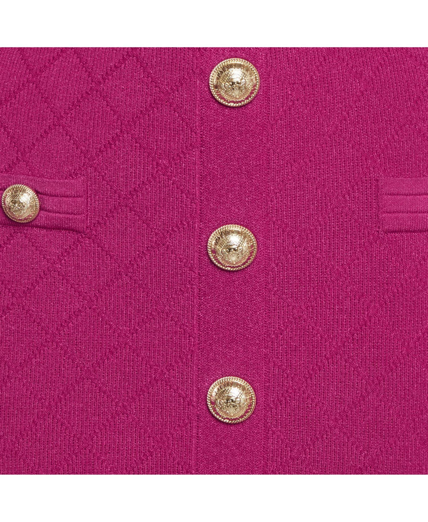 Women's Fuchsia Jacquard Knit Button Detail Mini Dress