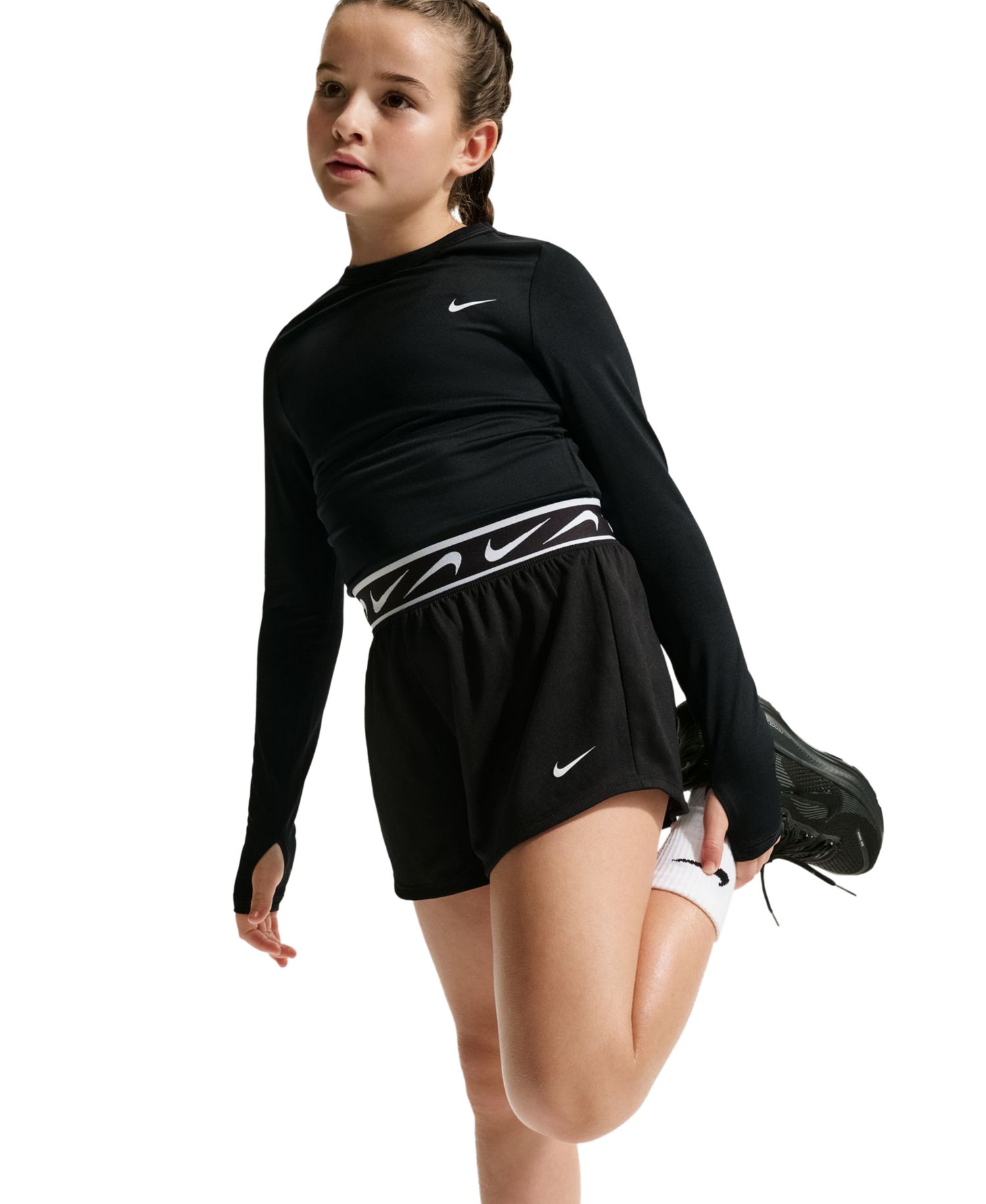 Шорты для бега средней посадки Dri-Fit для девочек 8-18 лет