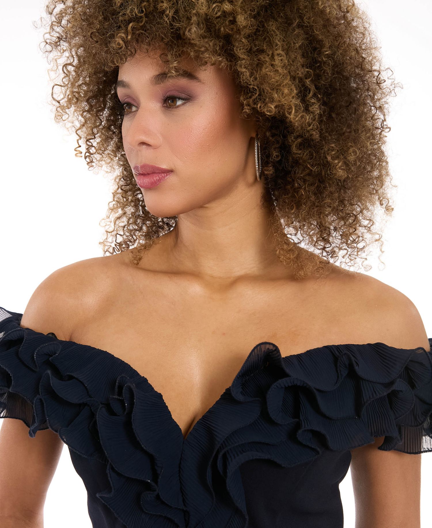 Plus Size Ruffle Organza Off-The-Shoulder Top
