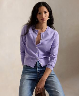 Women's Crewneck Button-Up Cardigan Sweater