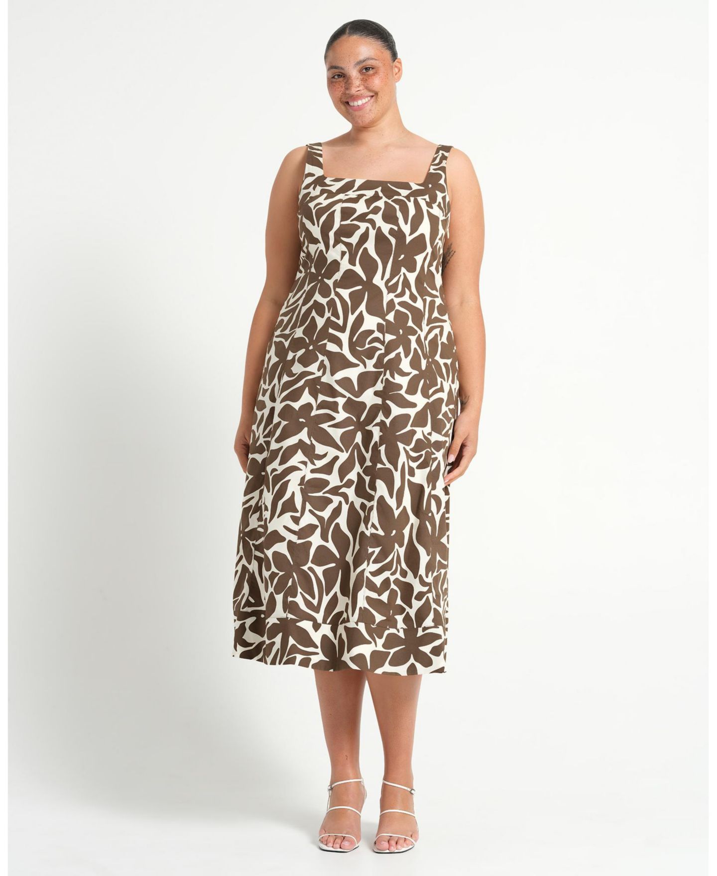 Женское платье ESTELLE Plus Size Sylvia Square-Neck Midi, цвет: Willowflora — фото 5