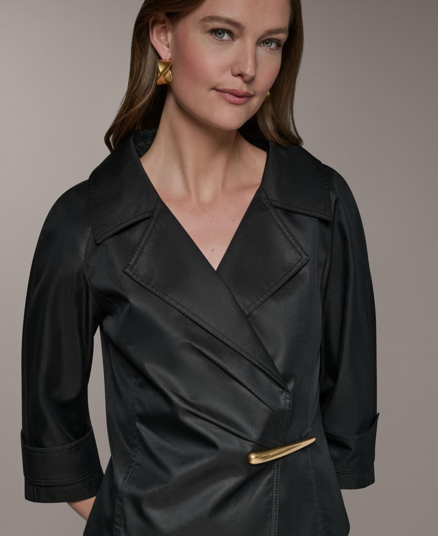 Petite Bar Hardware Notch Lapel Collar Blazer