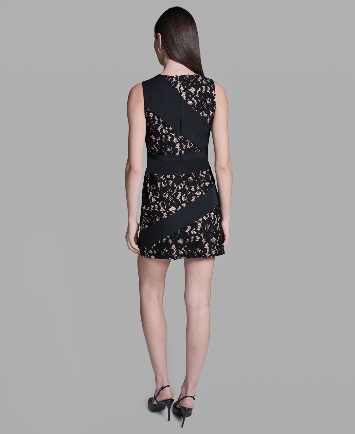 Women's Lace Crepe Combo Mini Dress