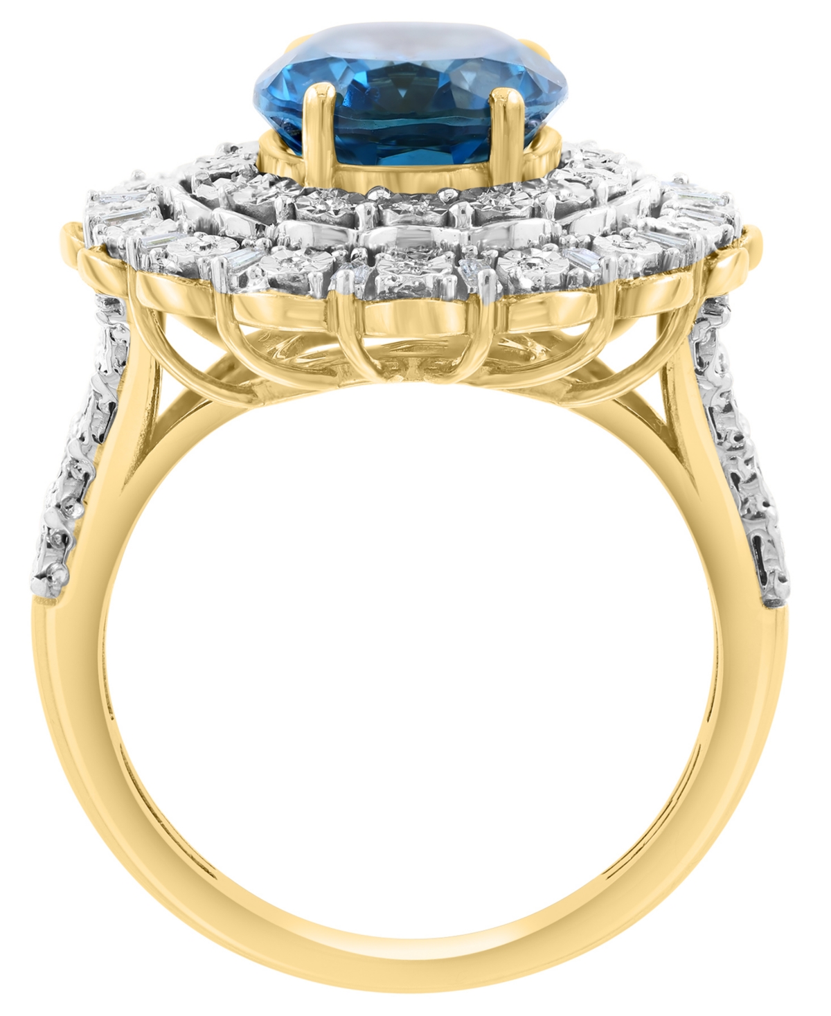 Effy Collection London Blue Topaz (4-1/4 ct. t.w.) & Diamond (1/4 ct. t.w.) Ring in Gold Over Sterling Silver