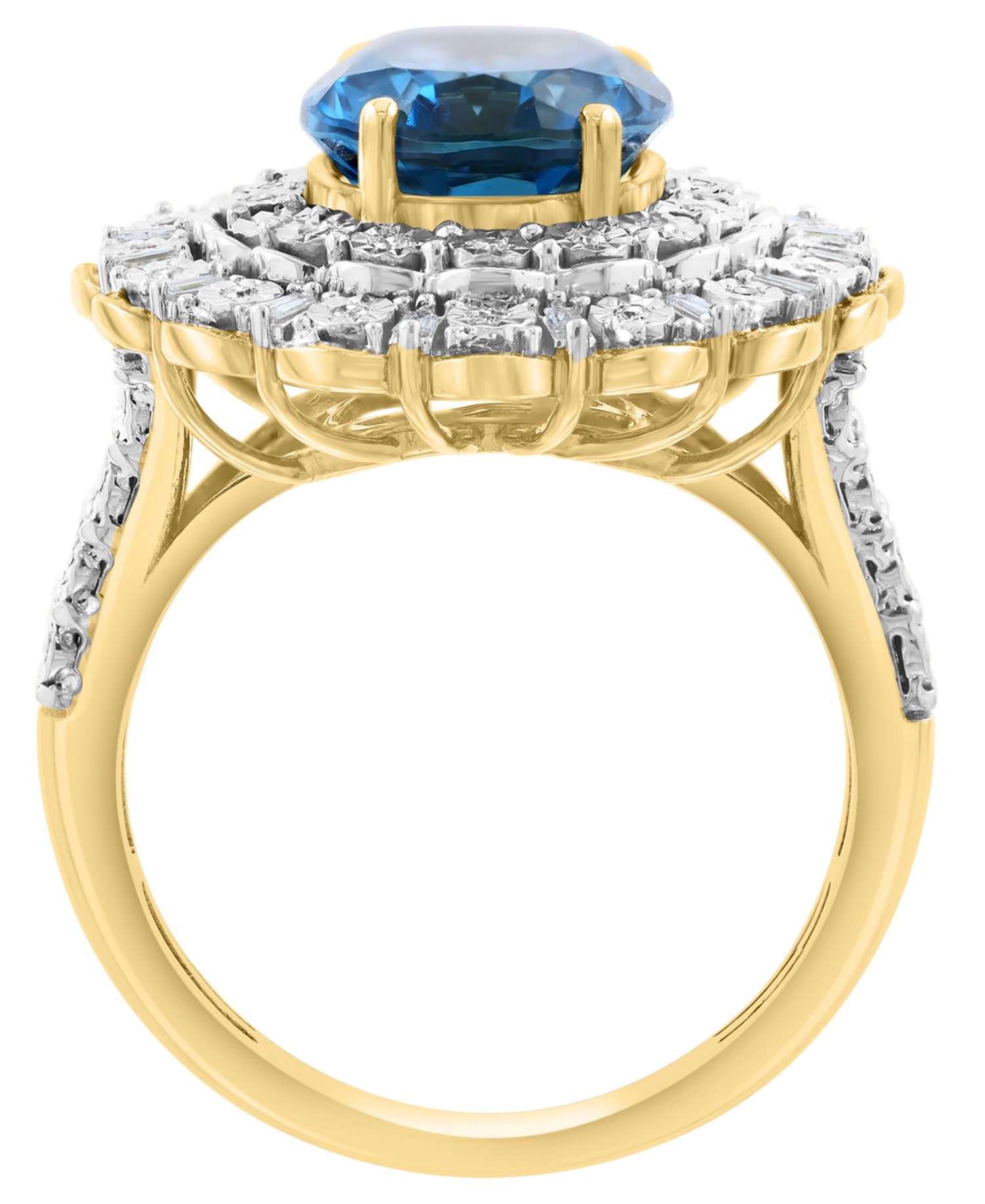 London Blue Topaz (4-1/4 ct. t.w.) & Diamond (1/4 ct. t.w.) Ring in Gold Over Sterling Silver