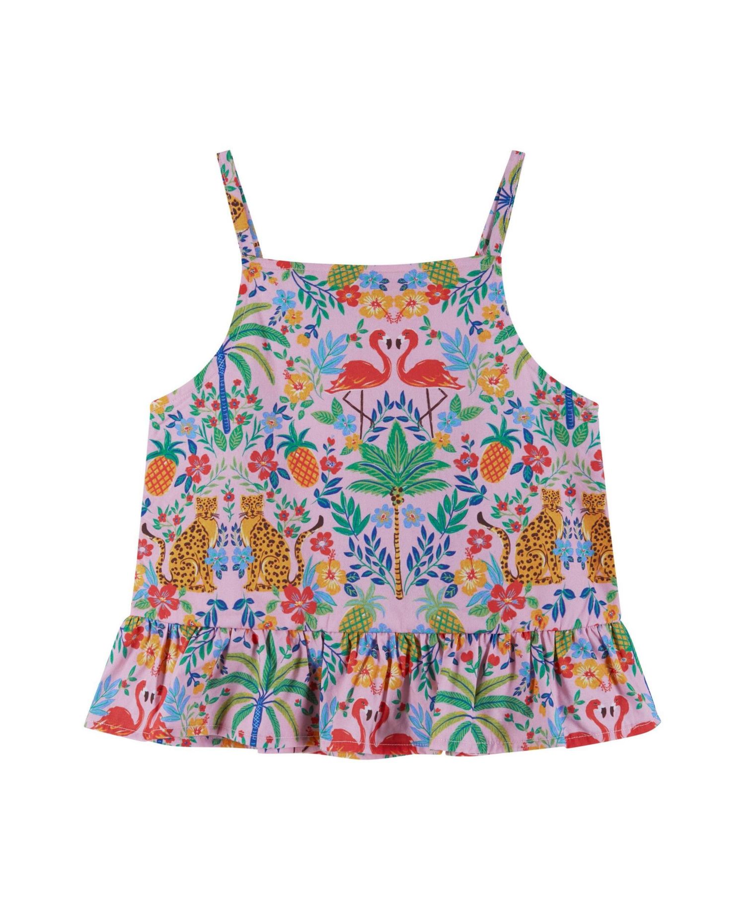 Little Girls Cheetah Textured Cotton Poplin Top and Short Set