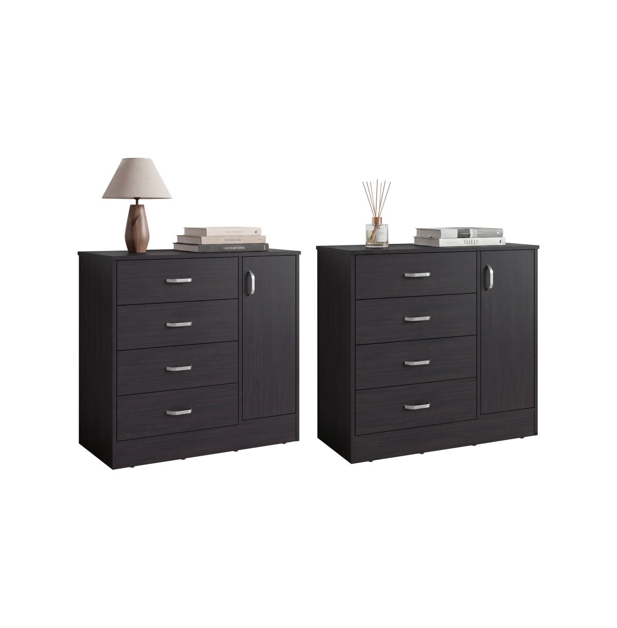 Fm Furniture Lund Set of 2 Dressers, Minimalist Modern Style, High Capacity Bedroom Storage Furniture