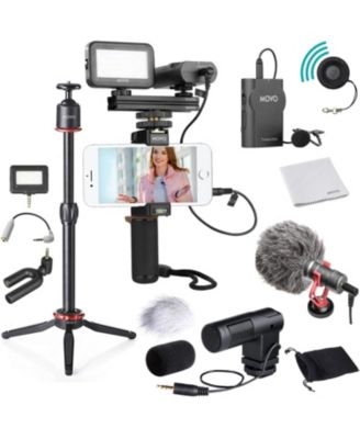 V8 Huge Vlogging Kit for iPhone with Tripod, Grip, Microphones, LED Lights, and Wireless Remote
