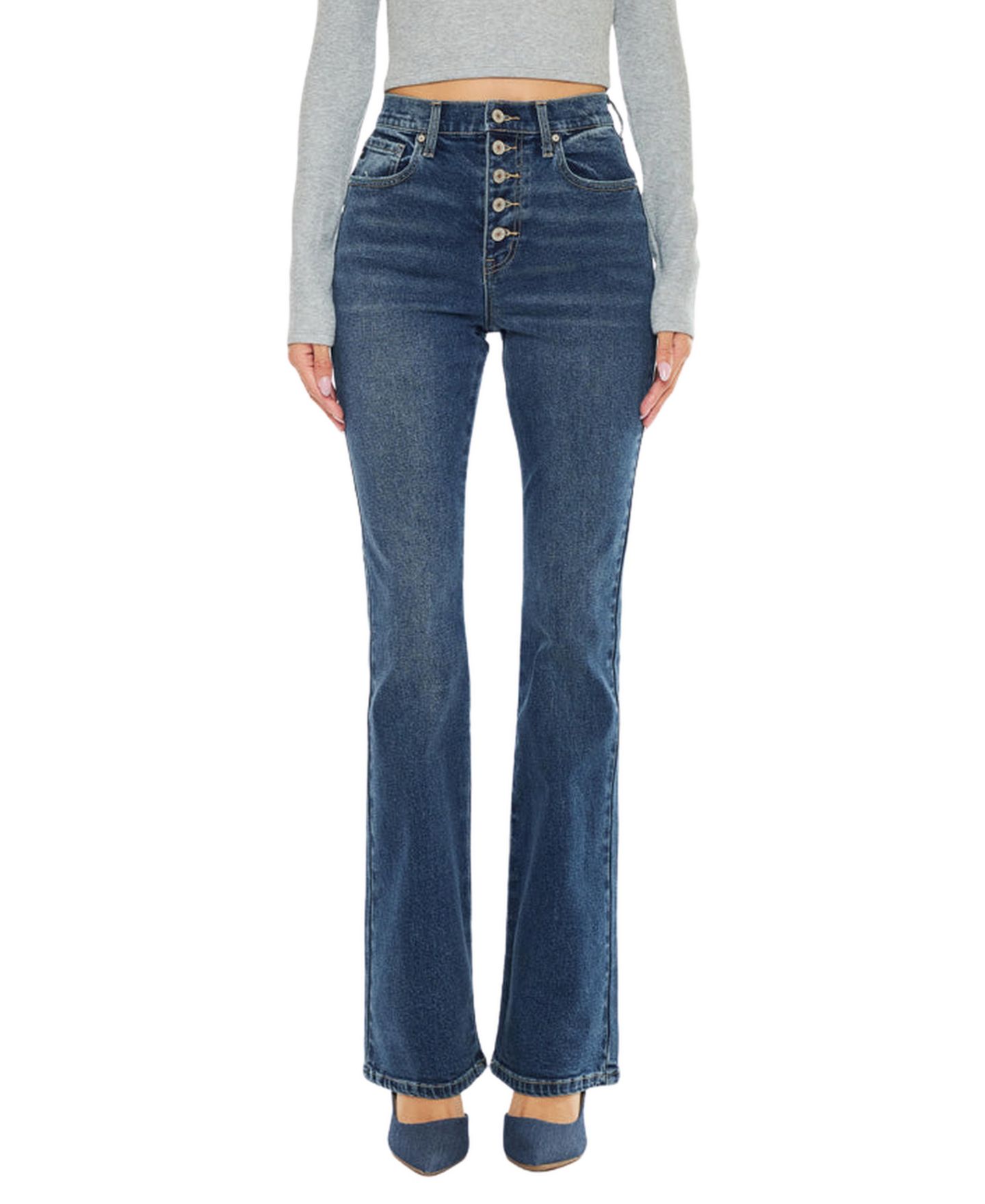 Женские джинсы KanCan Zina High Rise Vintage Bootcut, цвет: Тёмная варка — фото 1