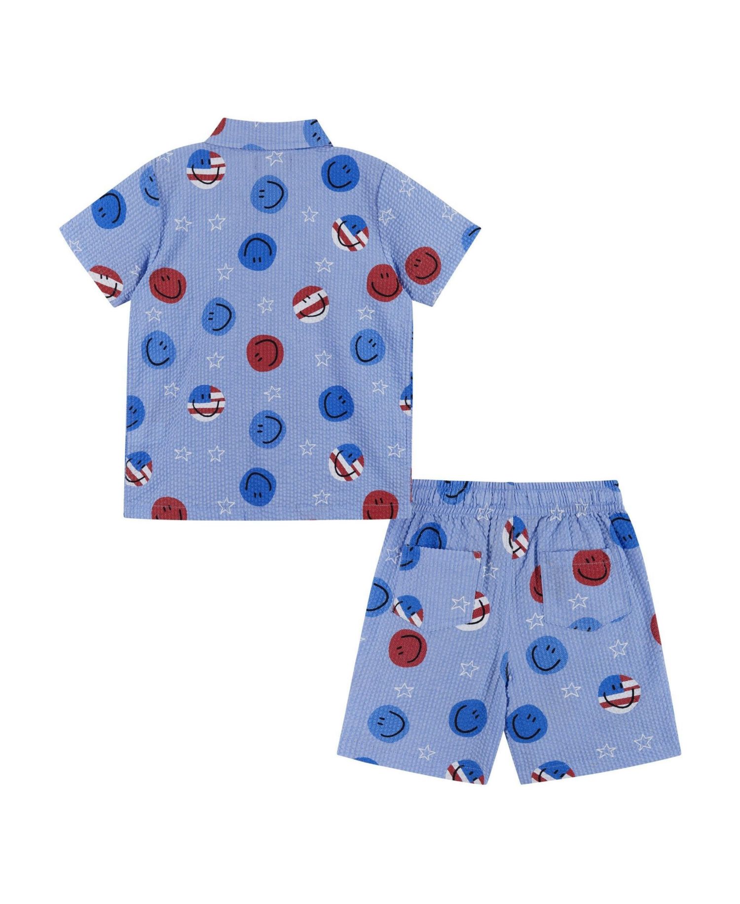 Toddler Boys Short Sleeve Patriotic Smile Seersucker Set