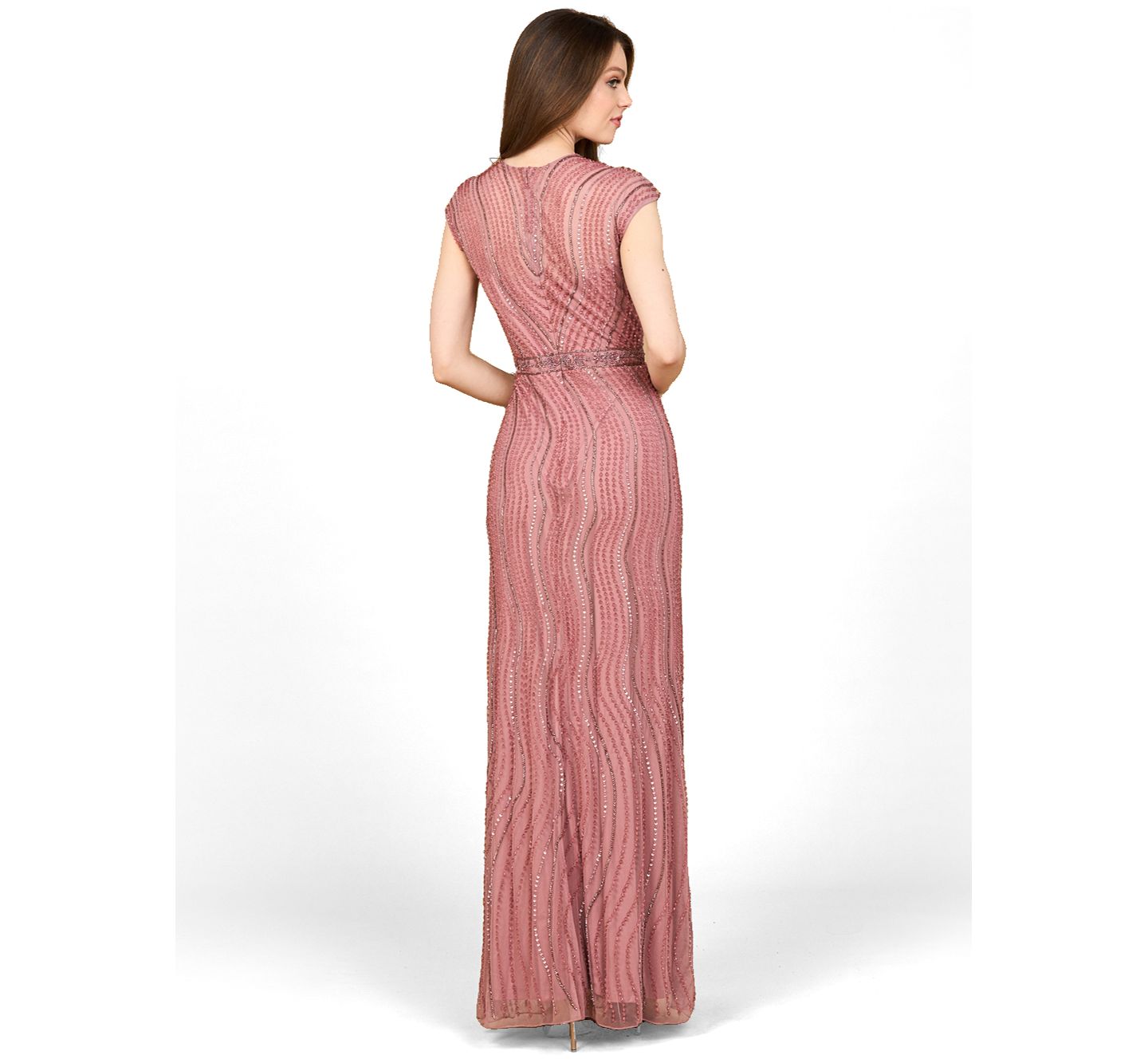 Женская кепка Lara Cap Sleeve, Illusion Neck Beaded Gown, цвет: Пыльный сиреневый — фото 2