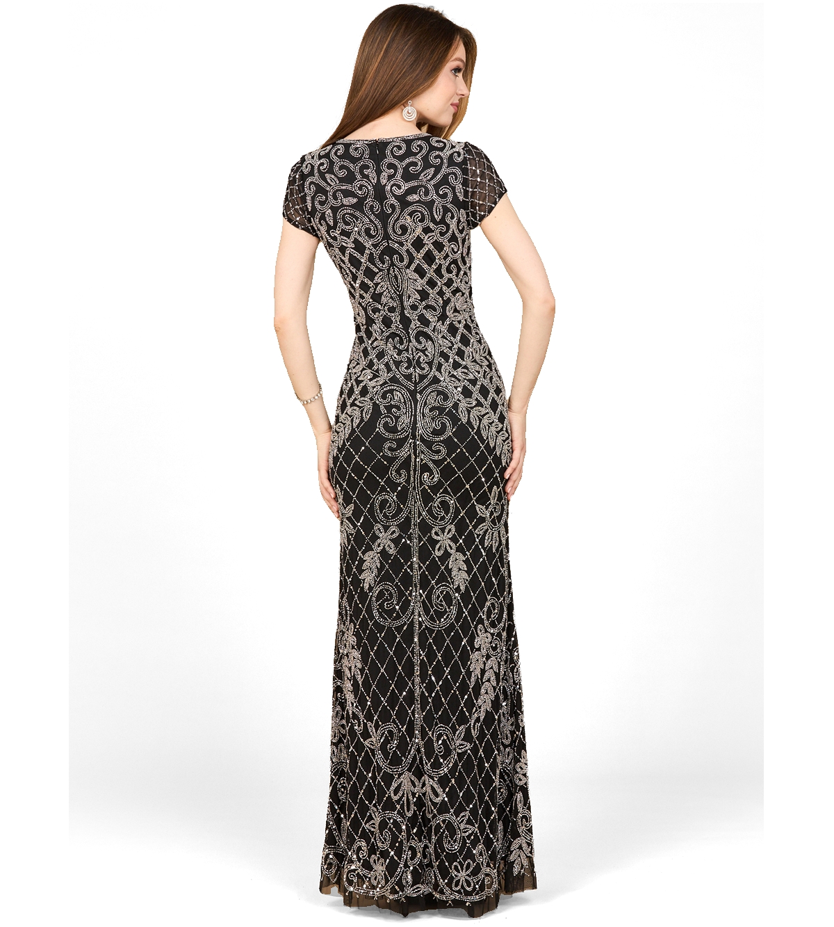 Lara Women's Cap Sleeve Mermaid Beaded Gown