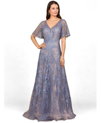 Women's Elegant Cape Sleeve A-line Gown