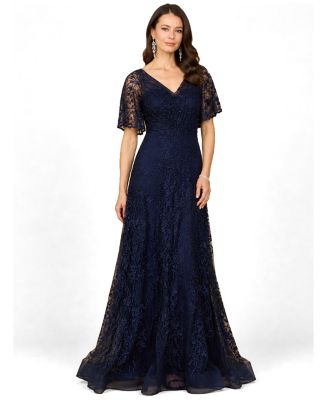 Women's Elegant Cape Sleeve A-line Gown