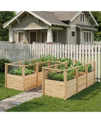 Seven Grid Solid Wood Outdoor Garden Bed, Planting Box