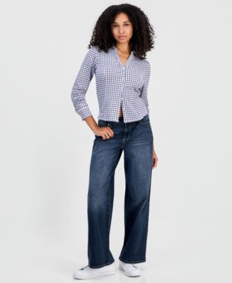 Juniors' Long-Sleeve Tie-Back Shirt