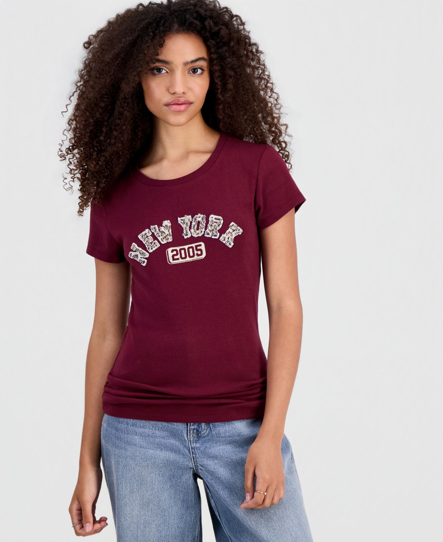 Juniors' New York Embroidered T-Shirt