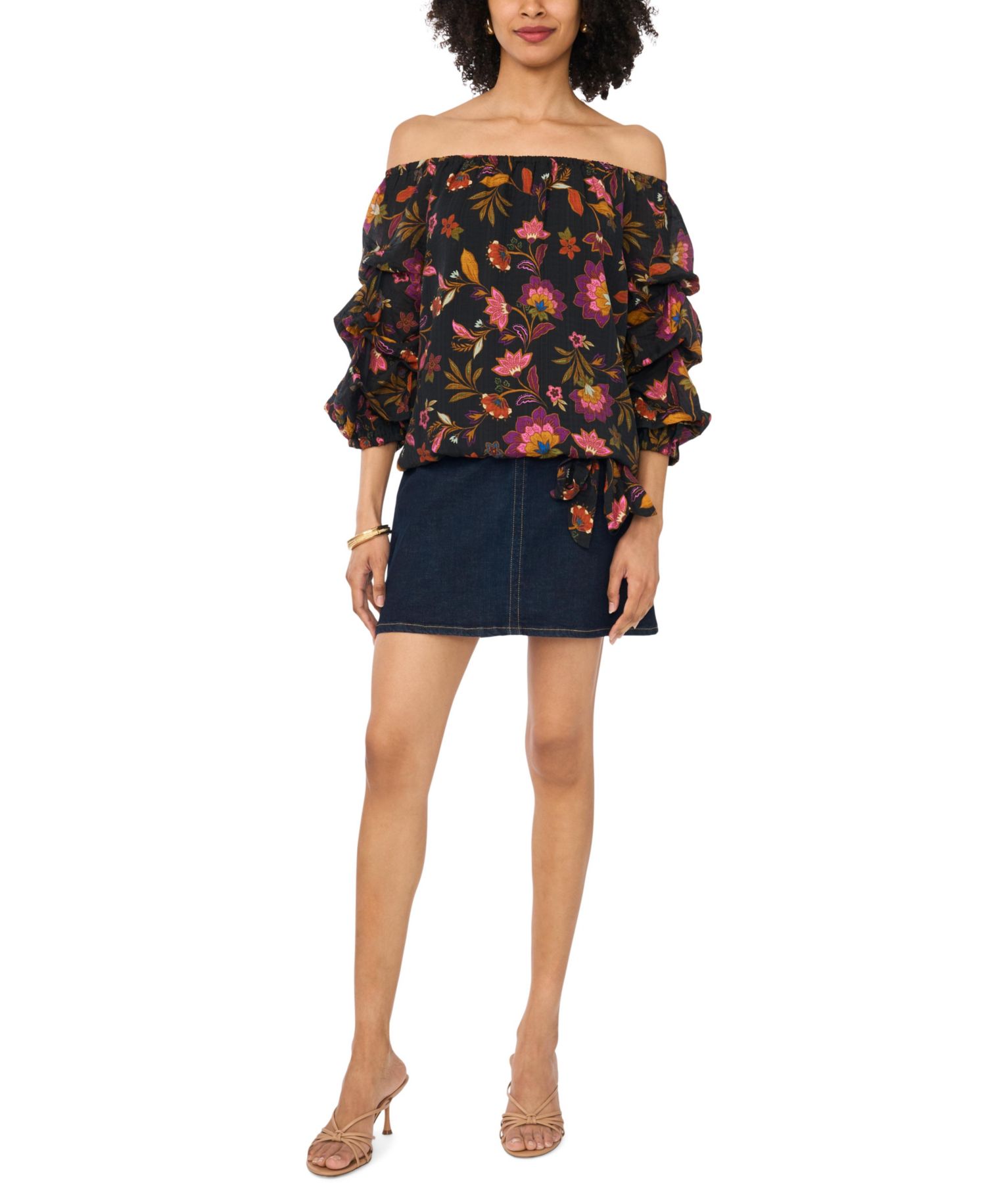 Women's Off-The-Shoulder Bubble-Sleeve Top
