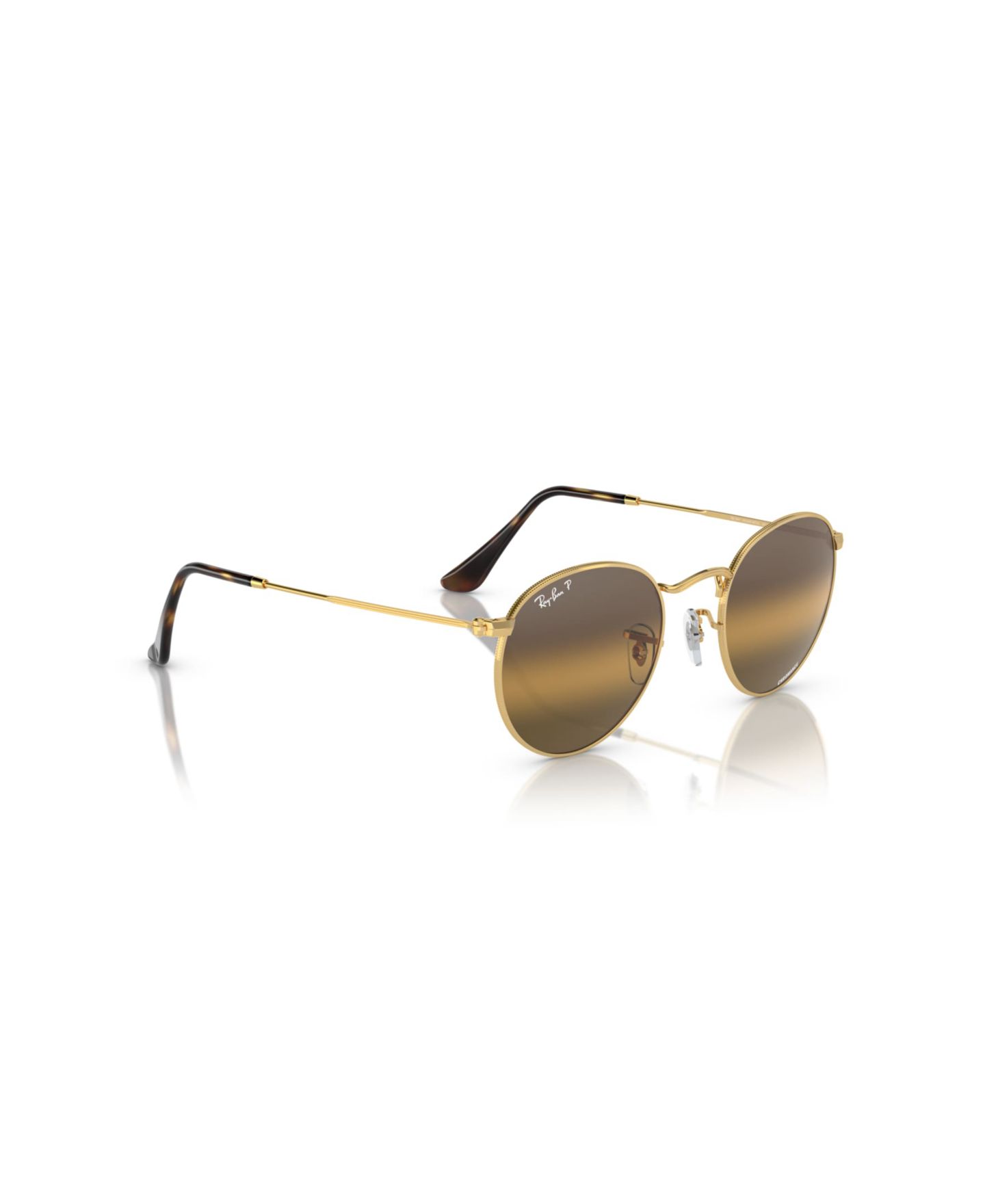 Мужские солнцезащитные очки Ray-Ban Polarized Round Metal Polarized Lenses, RB3447, цвет: Золотой — фото 6