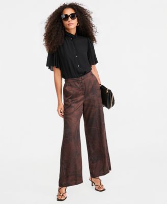Women's Emmunigeno Printed Straight-Fit Wide-Leg Pants