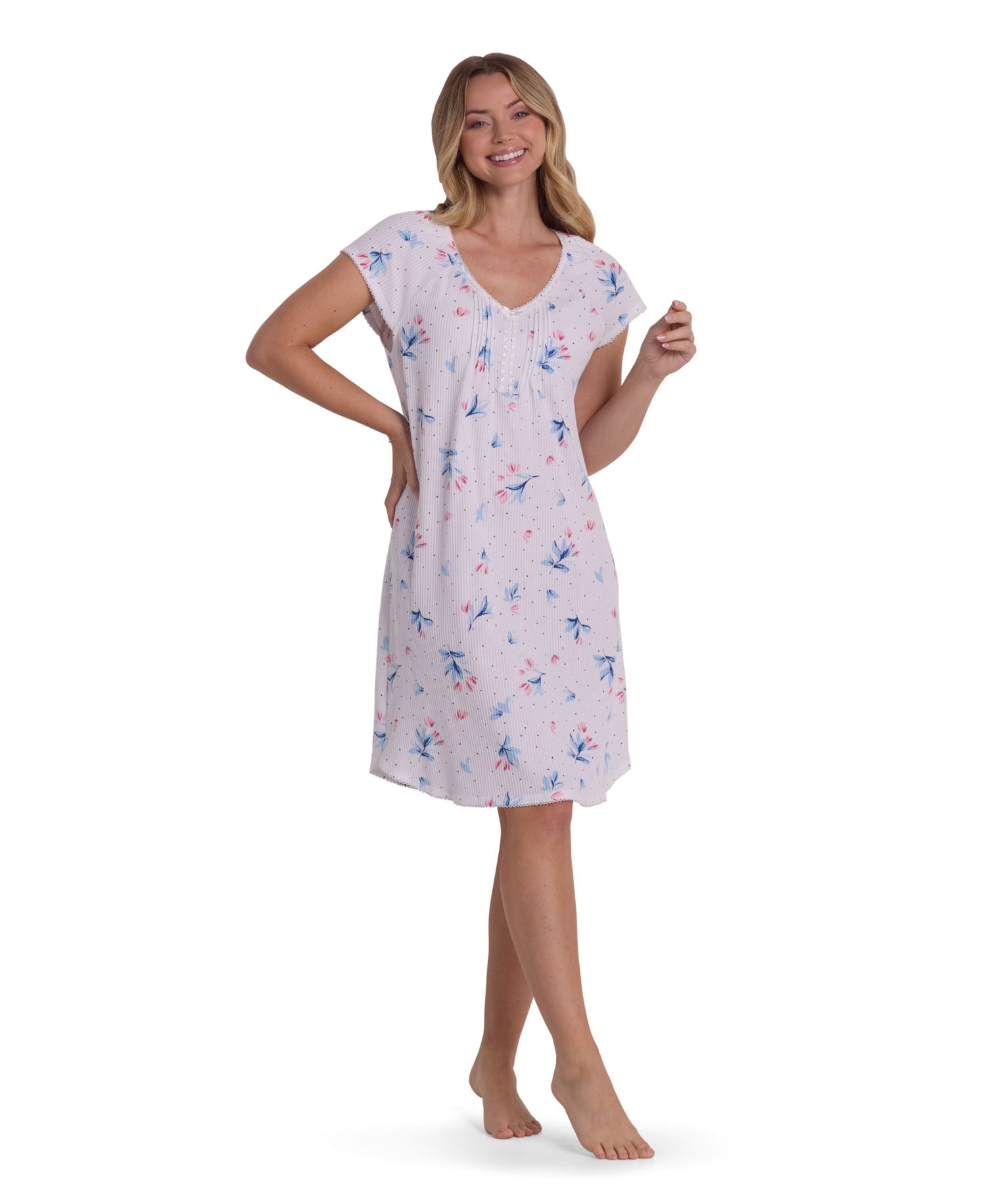 Women's Short-Sleeve Printed Short Nightgown