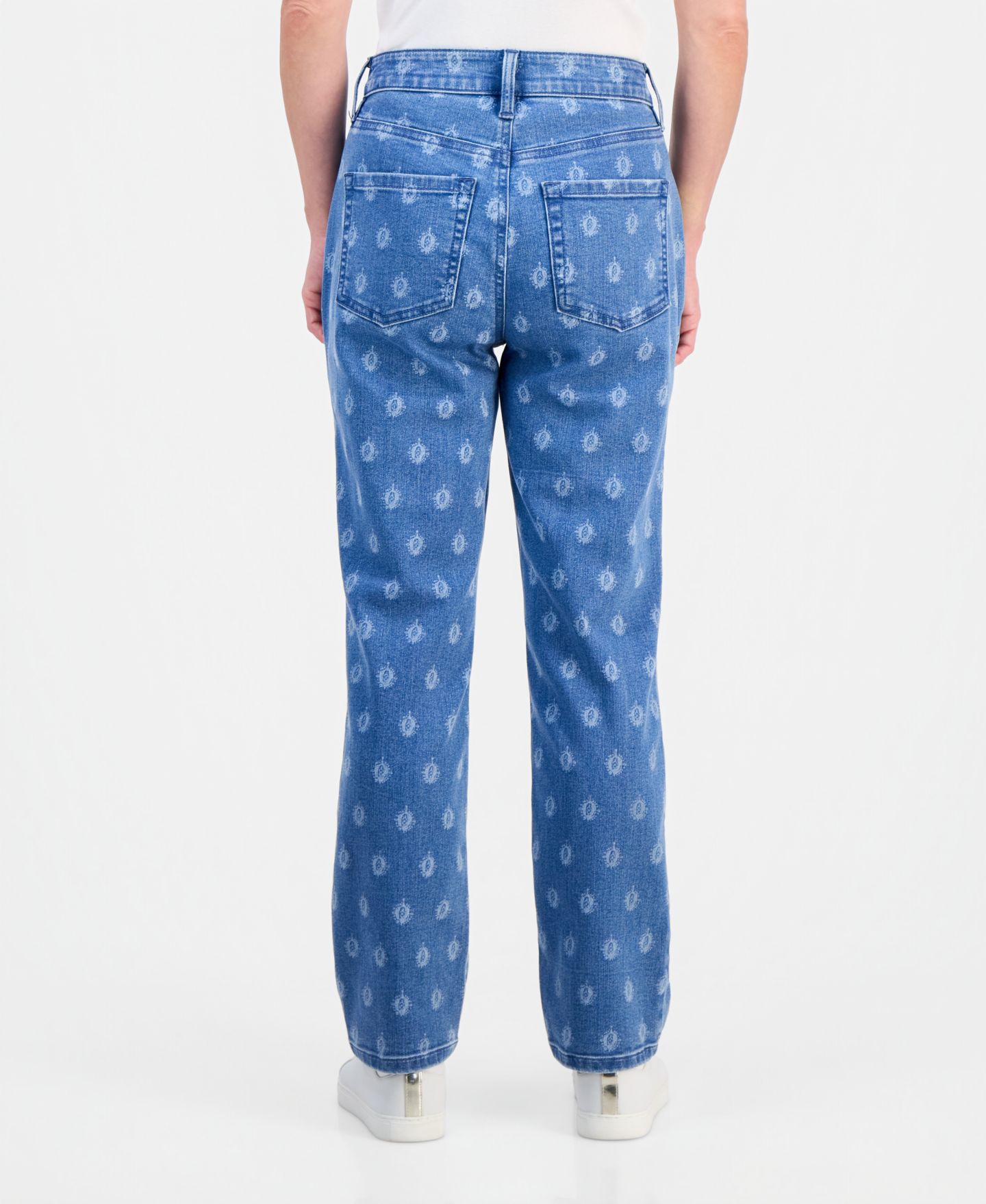 Женские джинсы Style & Co Petite Printed High-Rise Straight, цвет: Варёный — фото 4