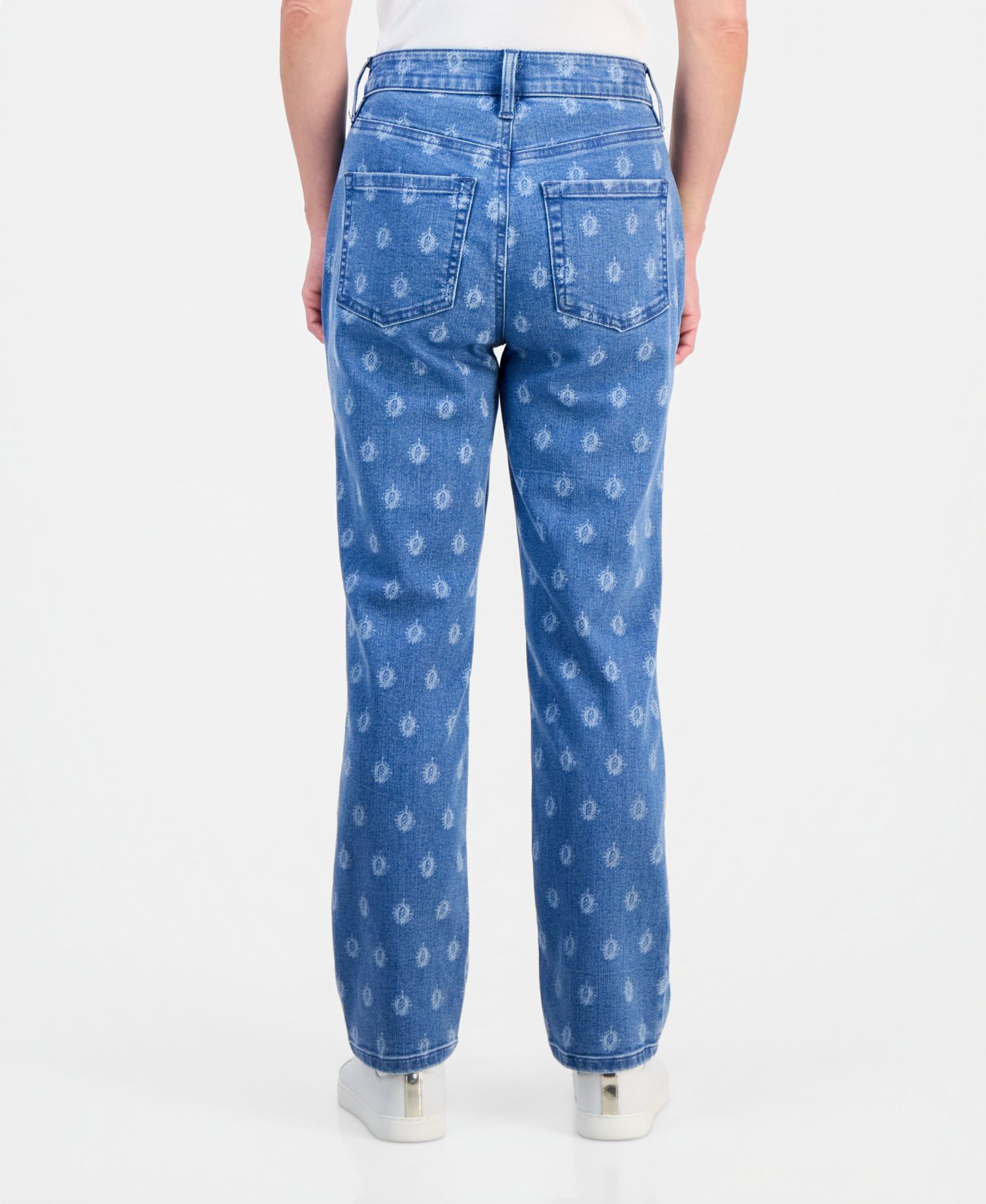 Petite Printed High-Rise Straight Jeans