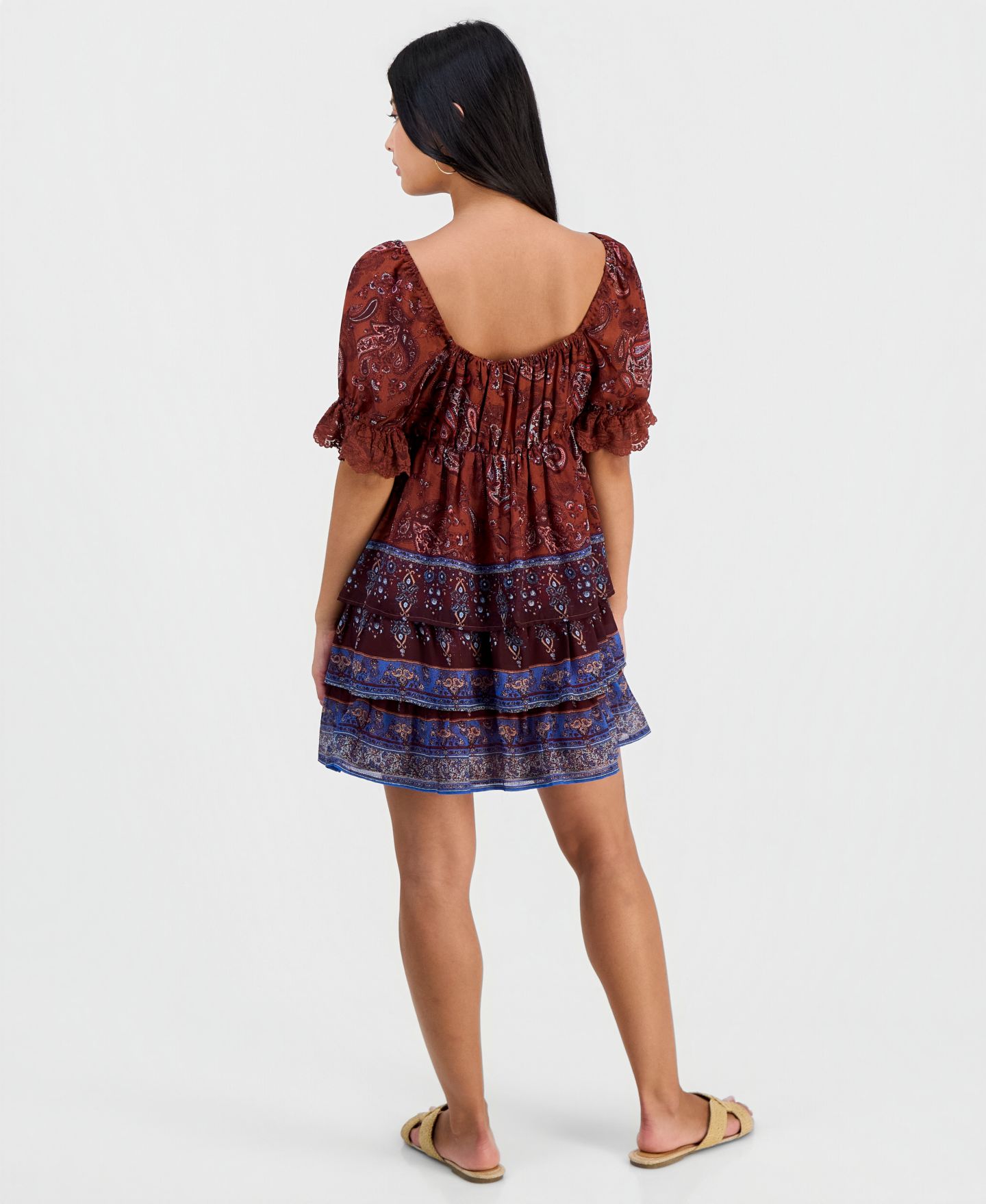 Женское платье And Now This Petite Paisley Puff-Sleeve Mini, цвет: Разноцветный — фото 2