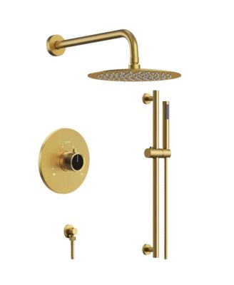 Wall Mount Pressure-Balanced Shower System,10" Rainfall Shower Head with Slider Bar Handheld Spray